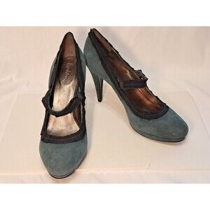 Boden Meadow Dark Green Suede 4" Heels Pumps Ribbon Trim Slip On Size 42 EU